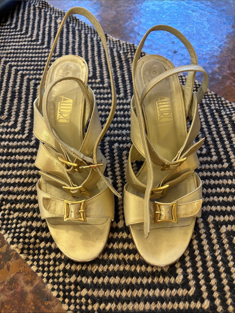 Allure Metallic Gold Strappy Slingback Heels